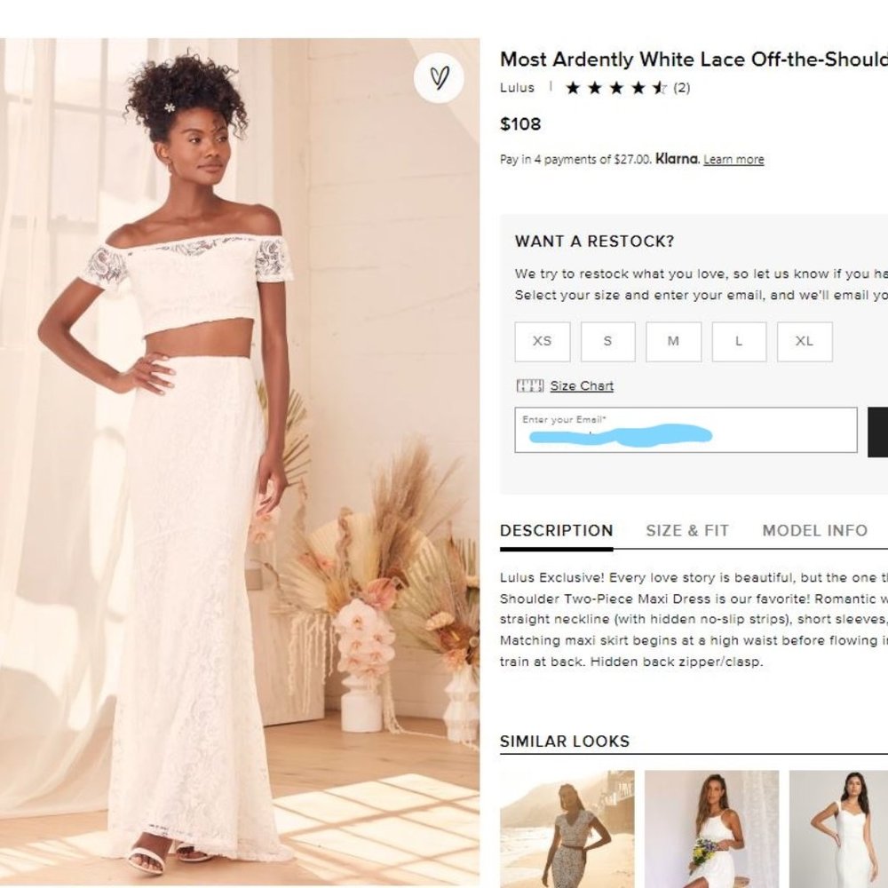 Lulu's Most Ardently White Lace Off-the-Shoulder Two-Piece Maxi Dress